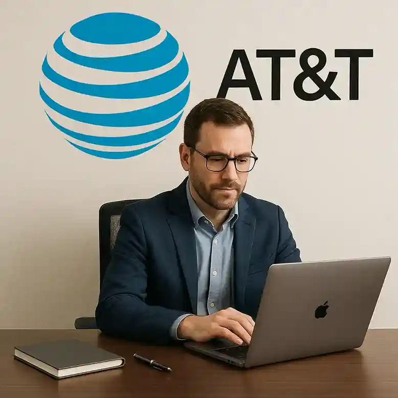 AT&T Expert working on office in a laptop