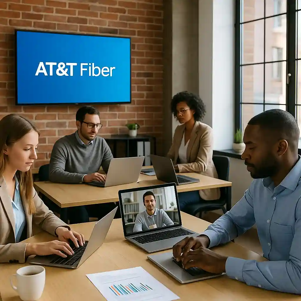 a business meeting in Clarksville using relabel Att service