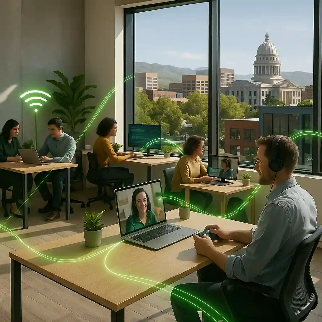 Realistic office interior in Boise with large windows overlooking the Idaho State Capitol and downtown skyline. Professionals work on laptops and desktops, collaborate in pairs, and join video calls. Bright green fiber-optic trails connect devices and a glowing Wi-Fi signal, symbolizing CenturyLink’s reliable high-speed internet for Boise businesses and remote workers. You said: Internet Providers in Cheyenne, WY CenturyLink Internet Services in Cheyenne for this ChatGPT said: Here’s a drafted section for “Internet Providers in Cheyenne, WY – CenturyLink Internet Services”, using the info I found. I also added ideas to help you edit or expand it as needed. Internet Providers in Cheyenne, WY CenturyLink Internet Services in Cheyenne Get fast, reliable internet with CenturyLink in Cheyenne. Choose from Simply Unlimited Internet (up to 100 Mbps) or Fiber Internet (up to 940 Mbps) — both with unlimited data, no annual contracts, and free modem/equipment. Stream, game, work remotely, and stay connected with confidence. Call (855) 263-9576 today to check availability. Why Cheyenne Chooses CenturyLink Blazing speeds, both ways – Fiber Internet delivers up to 940 Mbps for downloads and uploads. CenturyLink No surprise contracts – All plans are month-to-month; no long-term commitments. CenturyLink +1 Unlimited data – Use what you need without worrying about overage fees. CenturyLink +1 Free equipment & installation – Fiber plan includes free installation and modem. CenturyLink Reliable service – 99.9% network reliability and local support. CenturyLink +1 Internet Plans in Cheyenne Plan Name Speed Includes Monthly Price* Simply Unlimited Internet Up to 100 Mbps Unlimited data, no contract, baseline access $55/mo CenturyLink Fiber Internet Up to 940 Mbps Unlimited data, no contract, free installation & modem $75/mo CenturyLink *Prices reflect advertised rates; availability and final price may vary by ZIP code. CenturyLink +1 If you want, I can also write a visual/image idea for this section, like map + lifestyle visuals to pair with the content. Do you want that? You said: give image idea for this like previous map like images ChatGPT said: Perfect 👍 — here’s an image idea for Cheyenne, WY, styled like your previous CenturyLink map graphics (Salt Lake City, Boise, Albuquerque): Image Idea – Cheyenne Coverage Map Base Design (Flat/Vector): A flat green silhouette map of Cheyenne, Wyoming (city outline), shaded with CenturyLink’s green gradient. Glowing white dots spread across major service areas, connected by thin green fiber-optic lines. ZIP Codes / Labels: Highlight Cheyenne’s core service ZIP codes such as 82001, 82007, 82009, 82072. Add the ZIP labels near the glowing nodes for clarity. Branding: At the bottom, include the CenturyLink logo and text: “CenturyLink Internet Service Coverage – Cheyenne, WY” Optional Lifestyle Accent: Add small flat/vector icons around the map edges to represent the city’s character: A rodeo cowboy hat or horse (Cheyenne Frontier Days). A government/capitol dome (Wyoming State Capitol). A house icon (home internet). A computer icon (remote work/business internet). 👉 This will match the branding style of your Albuquerque/Boise coverage maps while also making the Cheyenne version unique with subtle local touches. Do you want me to go ahead and write the generation-ready prompt for this Cheyenne flat/vector map image?