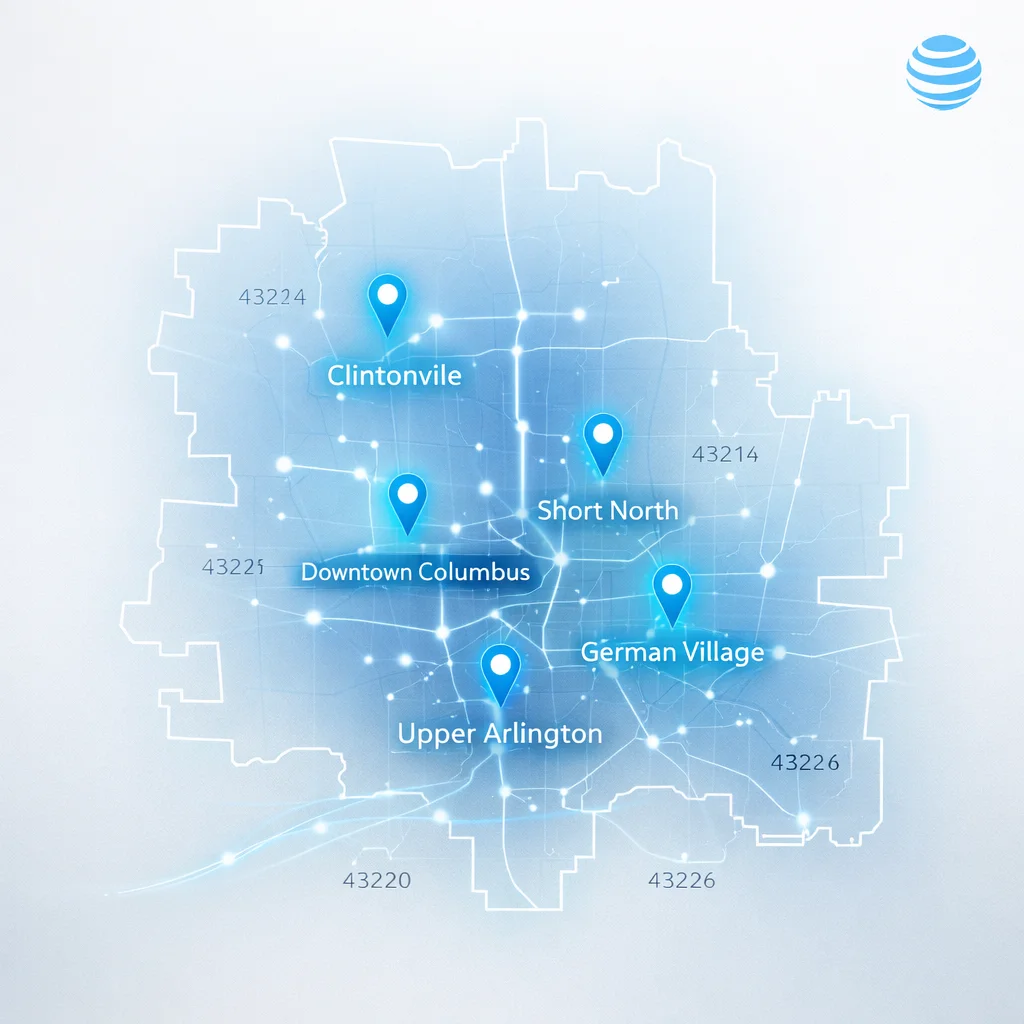 AT&T Fiber Internet Coverage Map in Columbus, OH