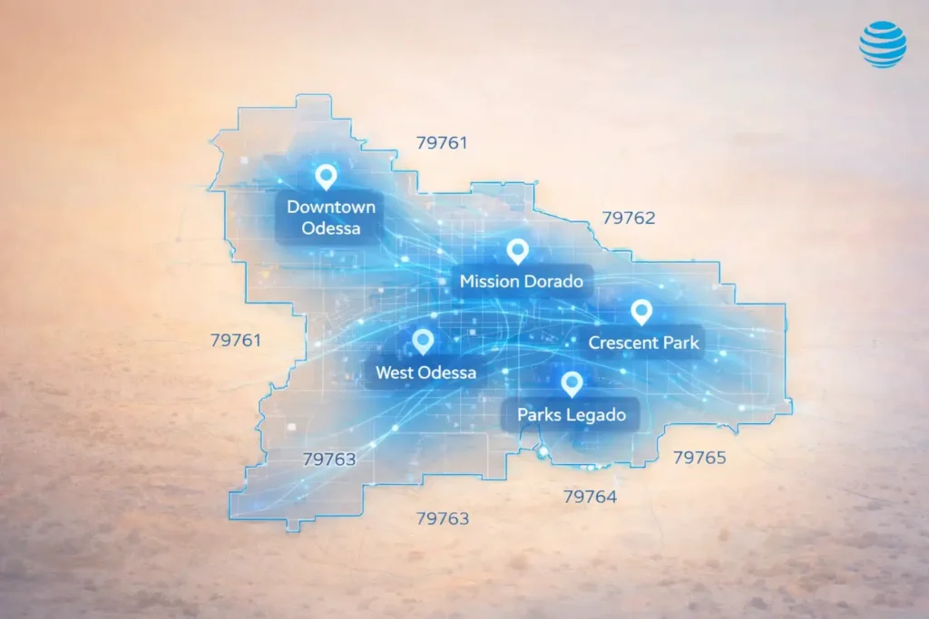 AT&T Fiber Internet Coverage Map in Odessa, TX