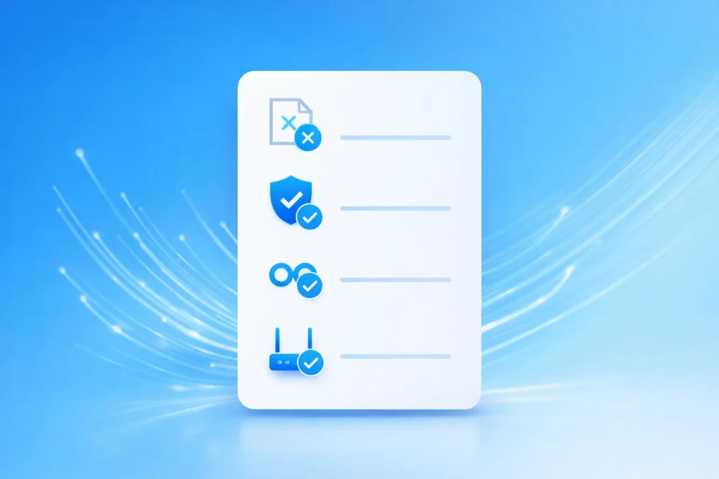 Minimal pricing illustration showing AT&T Fiber internet benefits including no contract, no hidden fees, unlimited data, and included equipment in Garland TX