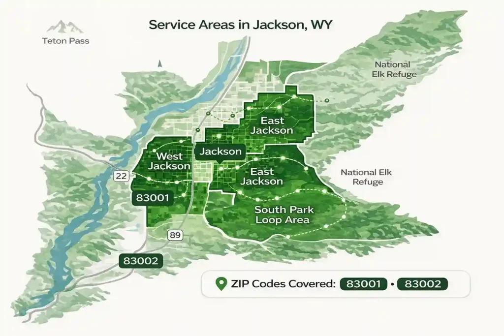 Jackson, WY Internet Service Areas and ZIP Code Coverage Map