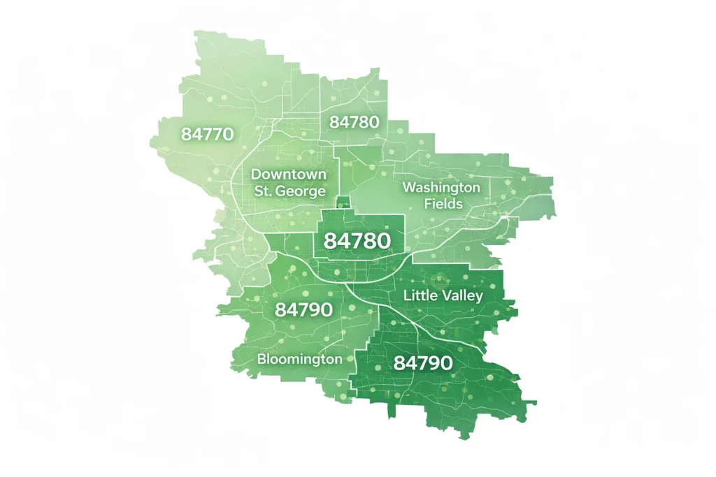 St. George, Utah ZIP Code Coverage Map