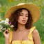 a lady in yellow